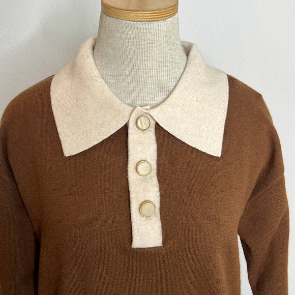 Simple Retro Collared Button Sweater - Picture 3 of 4